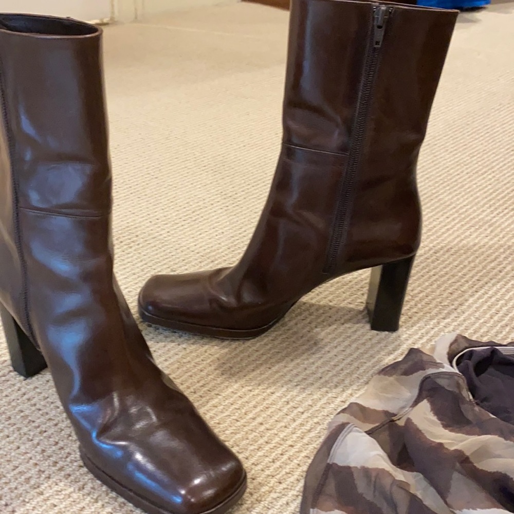 VIA SPIGA BROWN LEATHER BOOT WITH SQUARE TOE SIZE 8